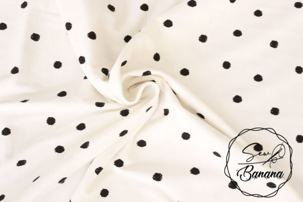 Big Dots, Bright White - Cotton Stretch Jersey