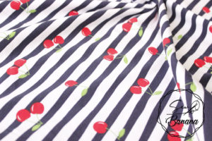 Cherry Stripe, Navy Blazer - Cotton Stretch Jersey